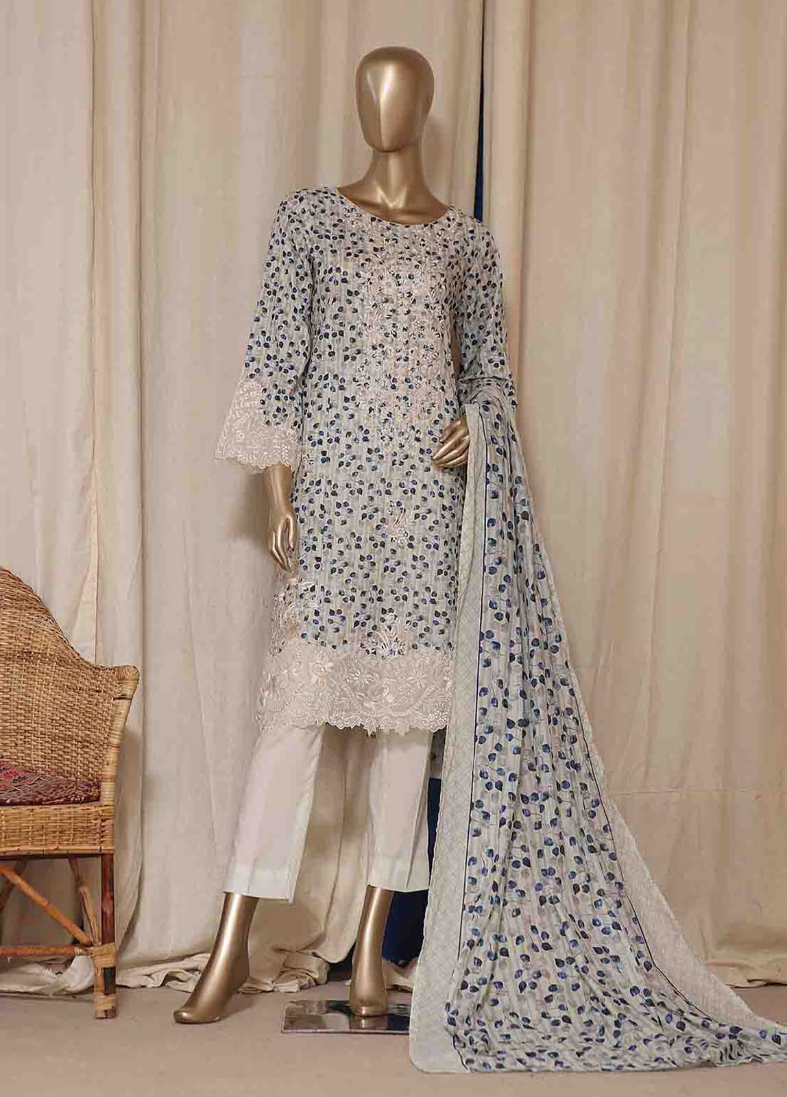 SMLS-0220-CB- 3 Piece Embroidered Stitched Suit