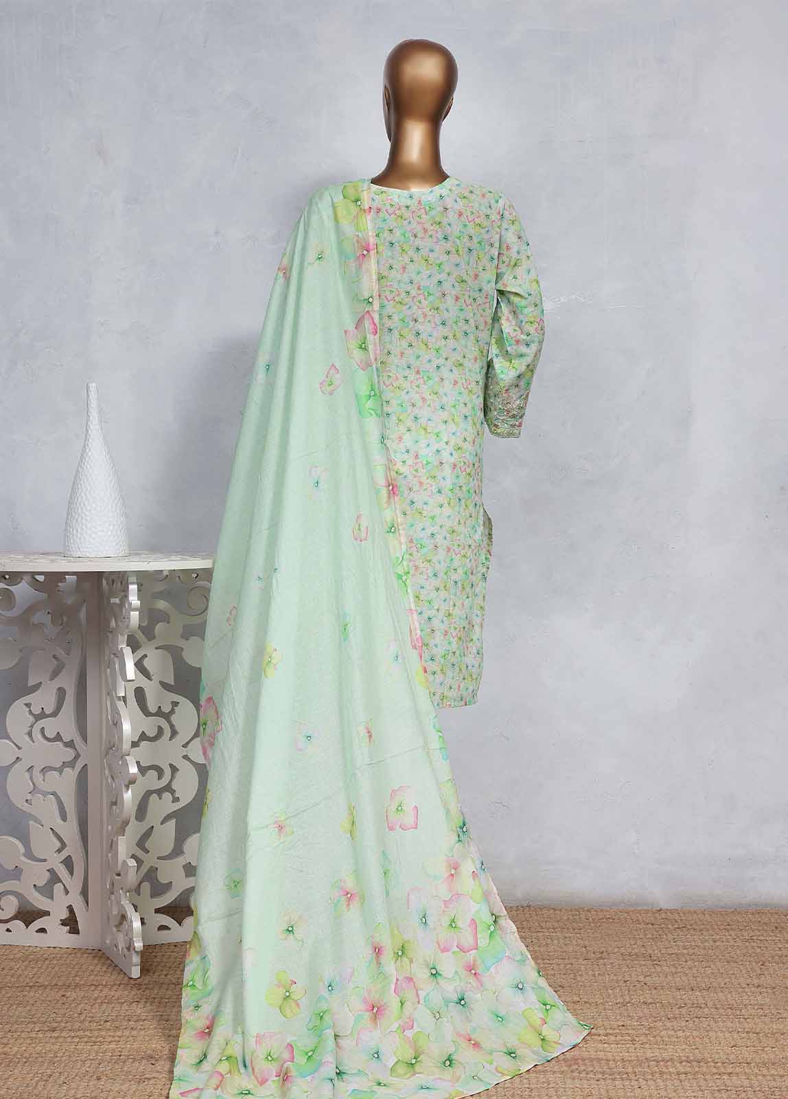Bin Saeed Fabric - SMLS-0484-CB- 3 Piece Embroidered Stitched Suit
