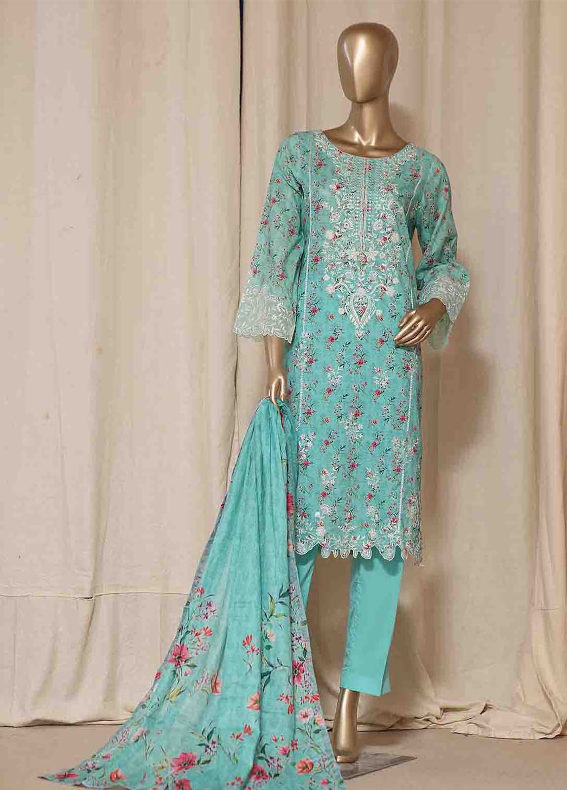 Bin Saeed Fabric - SMLS-0490-CB- 3 Piece Embroidered Stitched Suit