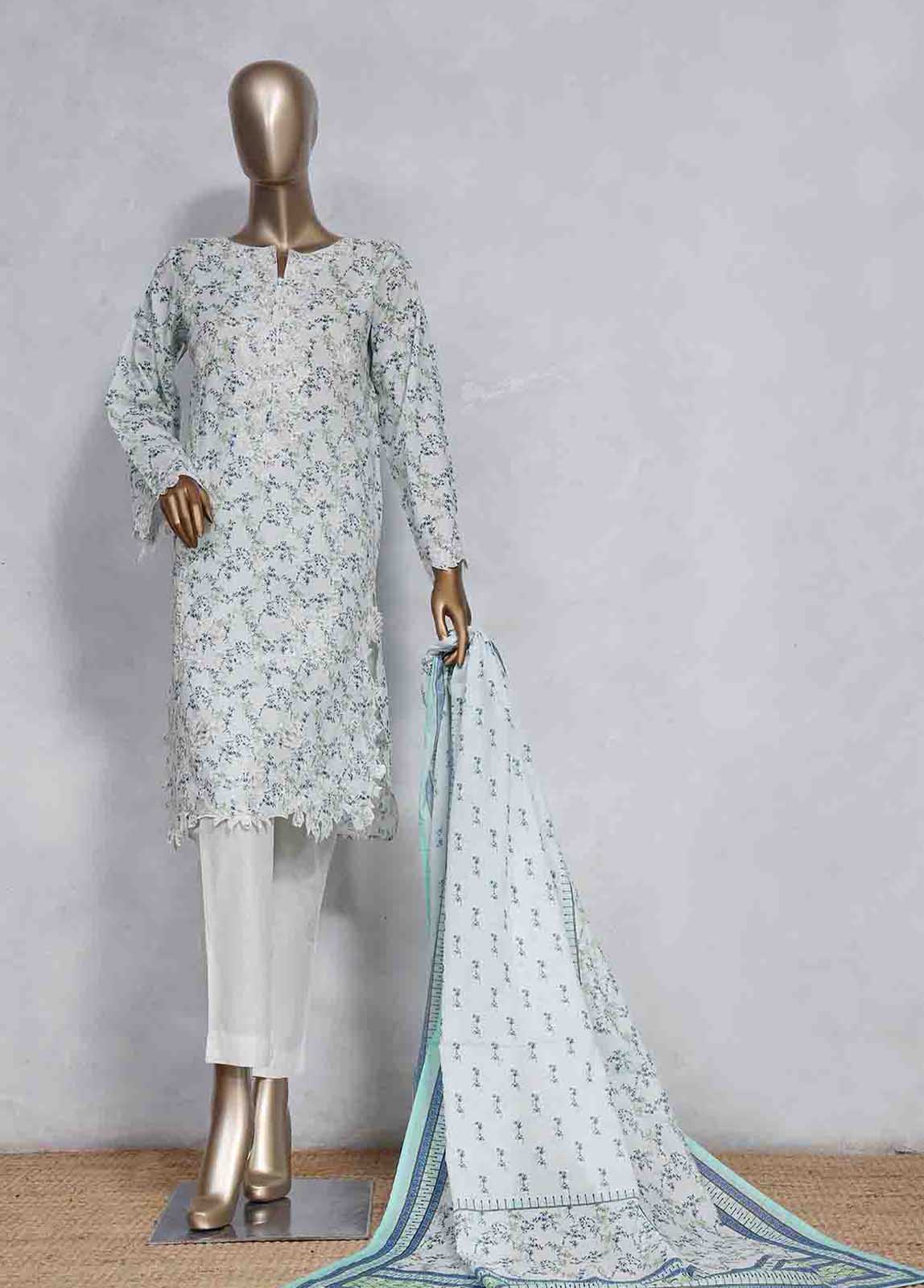 SMLS-0491-CB- 3 Piece Embroidered Stitched Suit