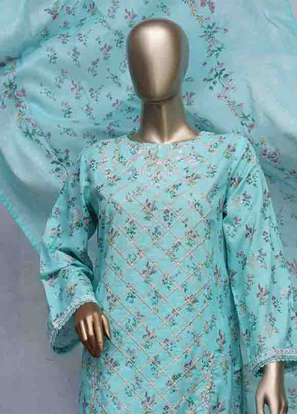 Bin Saeed Fabric - SMLS-0494-CB- 3 Piece Embroidered Stitched Suit