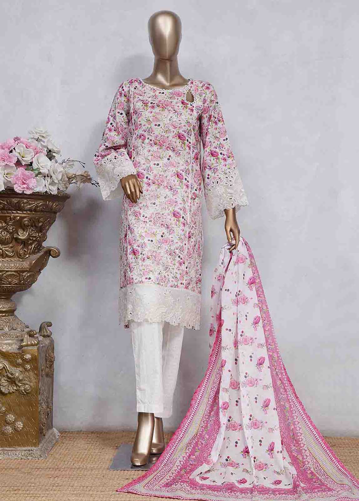 Bin Saeed Fabric - SMLS-0495-CB- 3 Piece Embroidered Stitched Suit