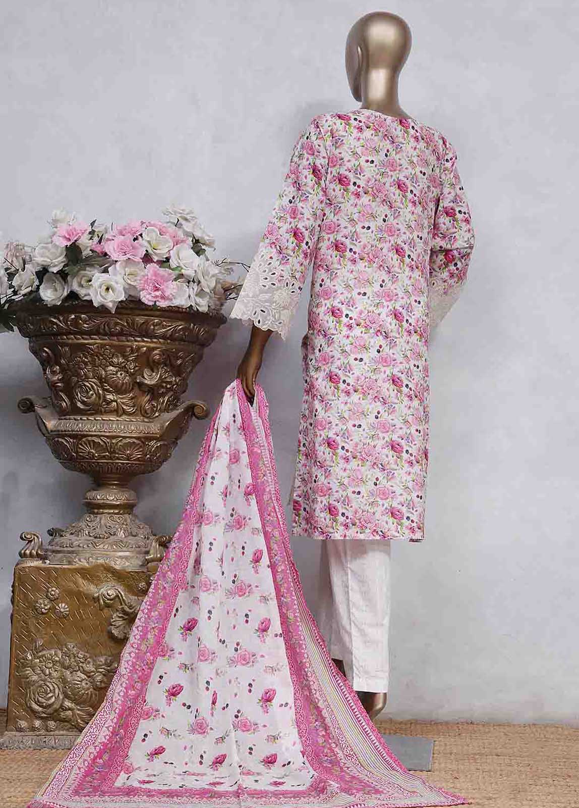 Bin Saeed Fabric - SMLS-0495-CB- 3 Piece Embroidered Stitched Suit