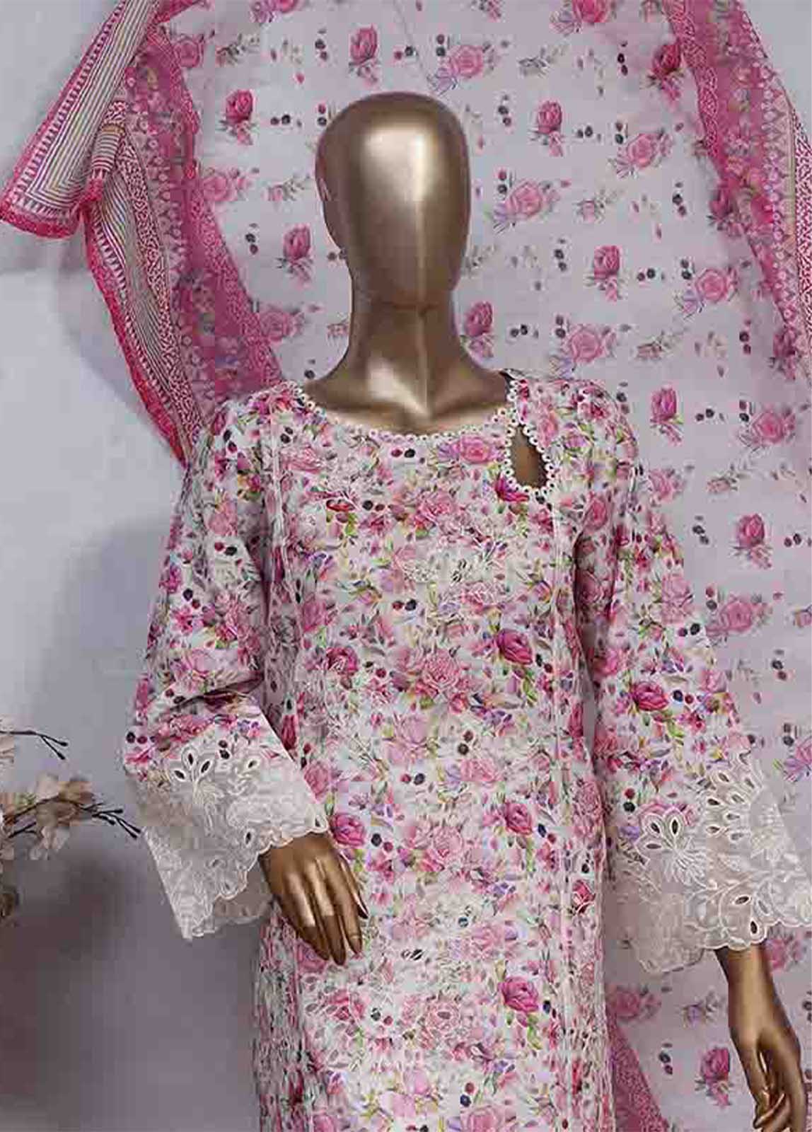 Bin Saeed Fabric - SMLS-0495-CB- 3 Piece Embroidered Stitched Suit
