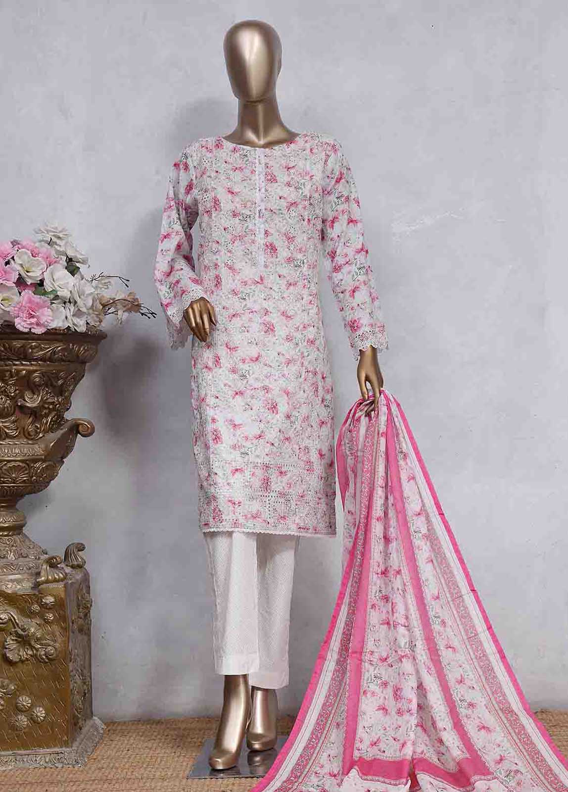 Bin Saeed Fabric - SMLS-0496-CB- 3 Piece Embroidered Stitched Suit