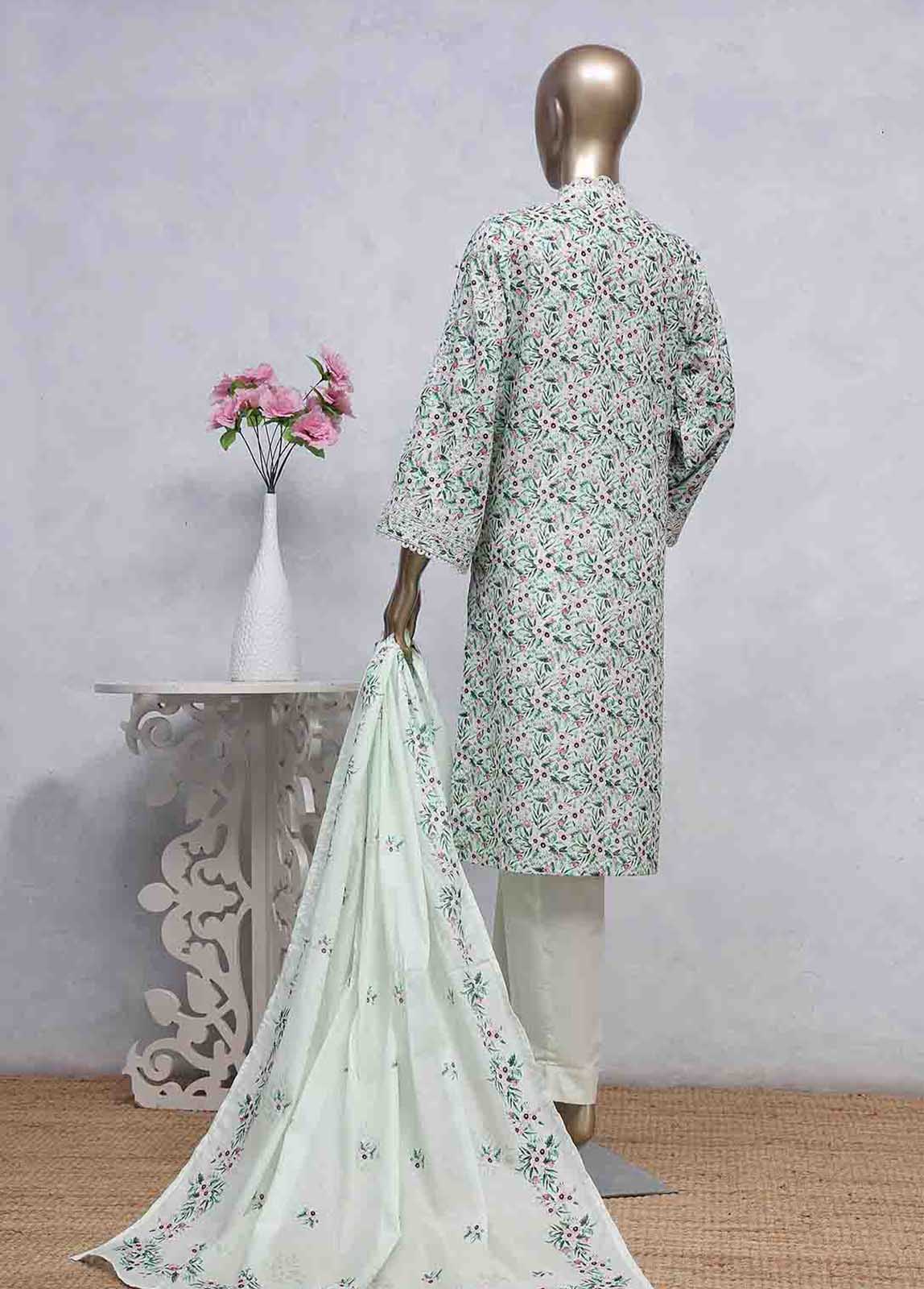 SMLS-0497-CB- 3 Piece Embroidered Stitched Suit