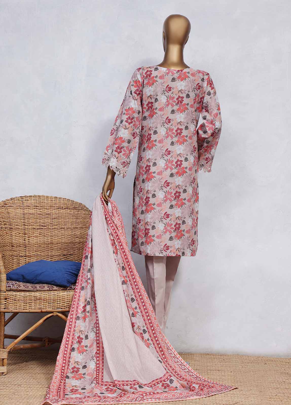 Bin Saeed Fabric - SMLS-0505-CB- 3 Piece Embroidered Stitched Suit