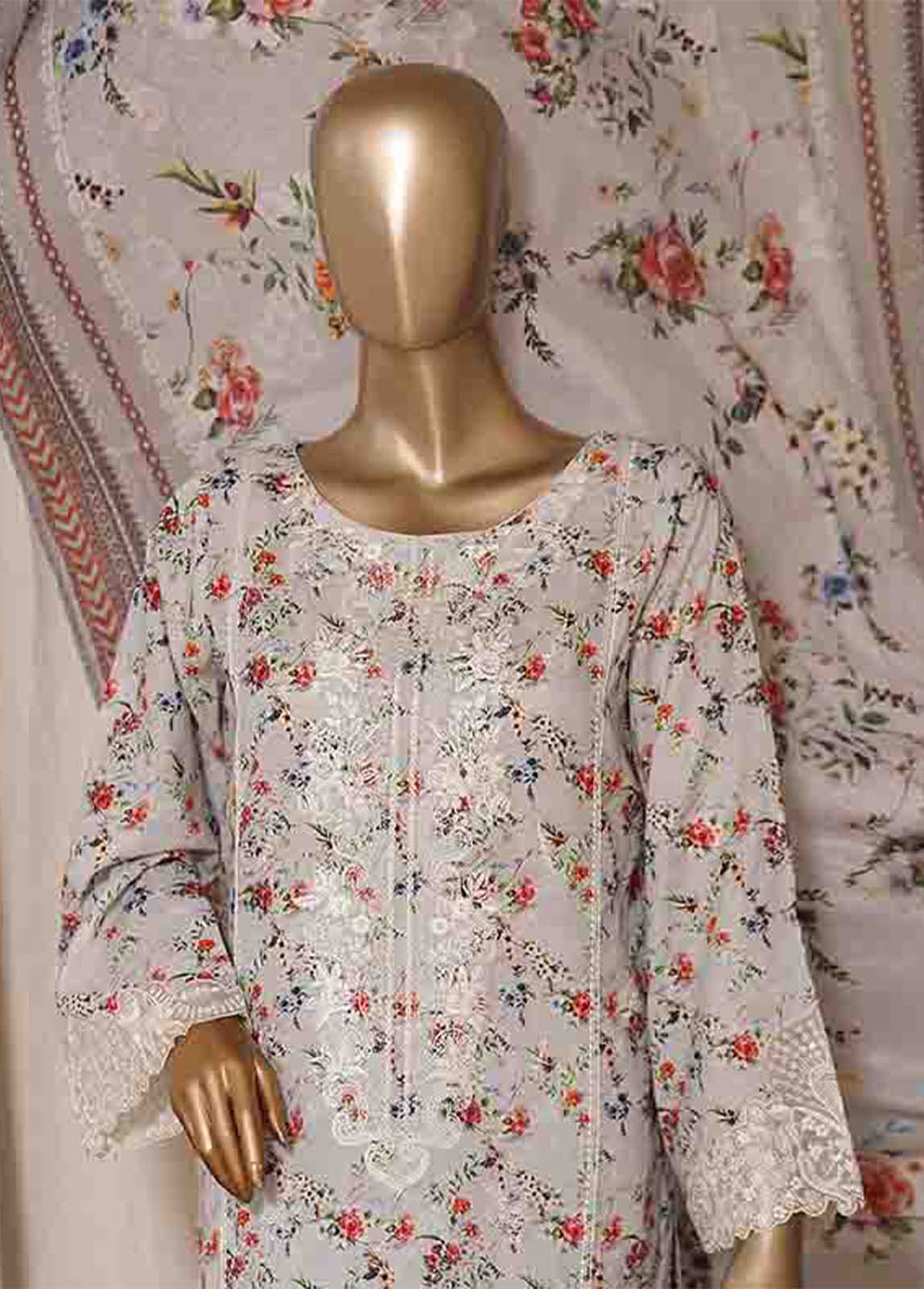 Bin Saeed Fabric - SMLS-0506-CB- 3 Piece Embroidered Stitched Suit