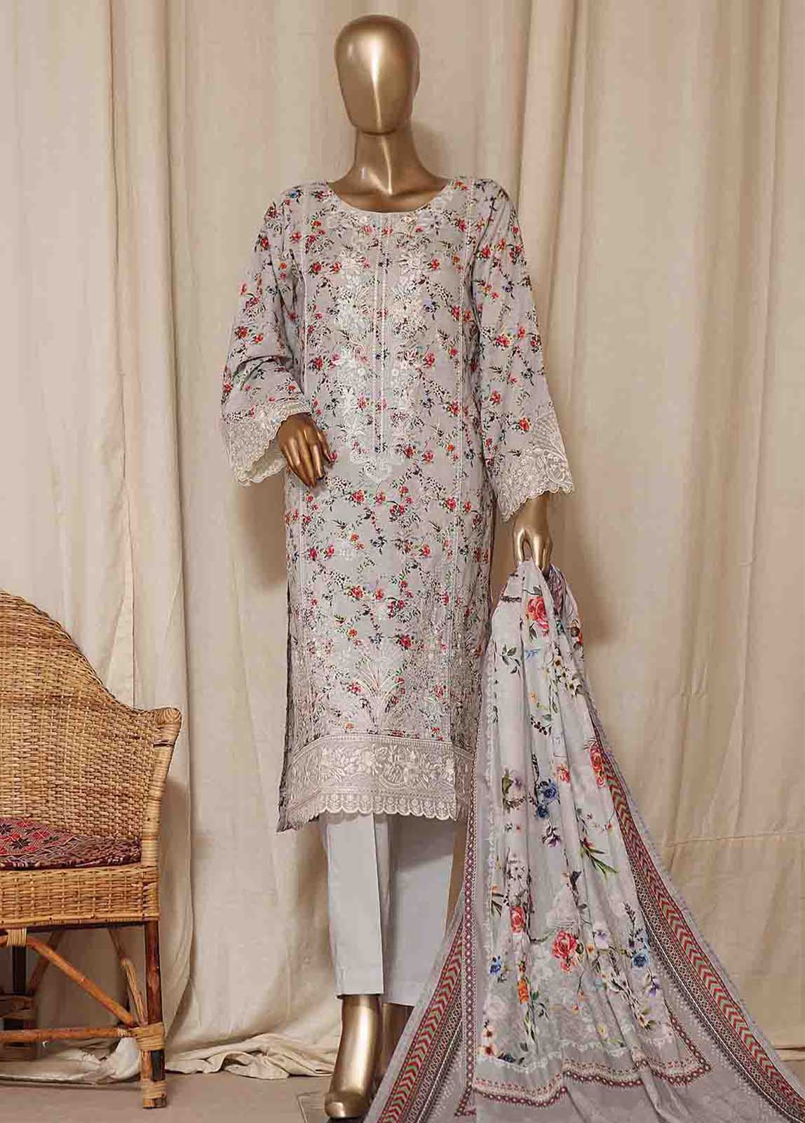SMLS-0506-CB- 3 Piece Embroidered Stitched Suit