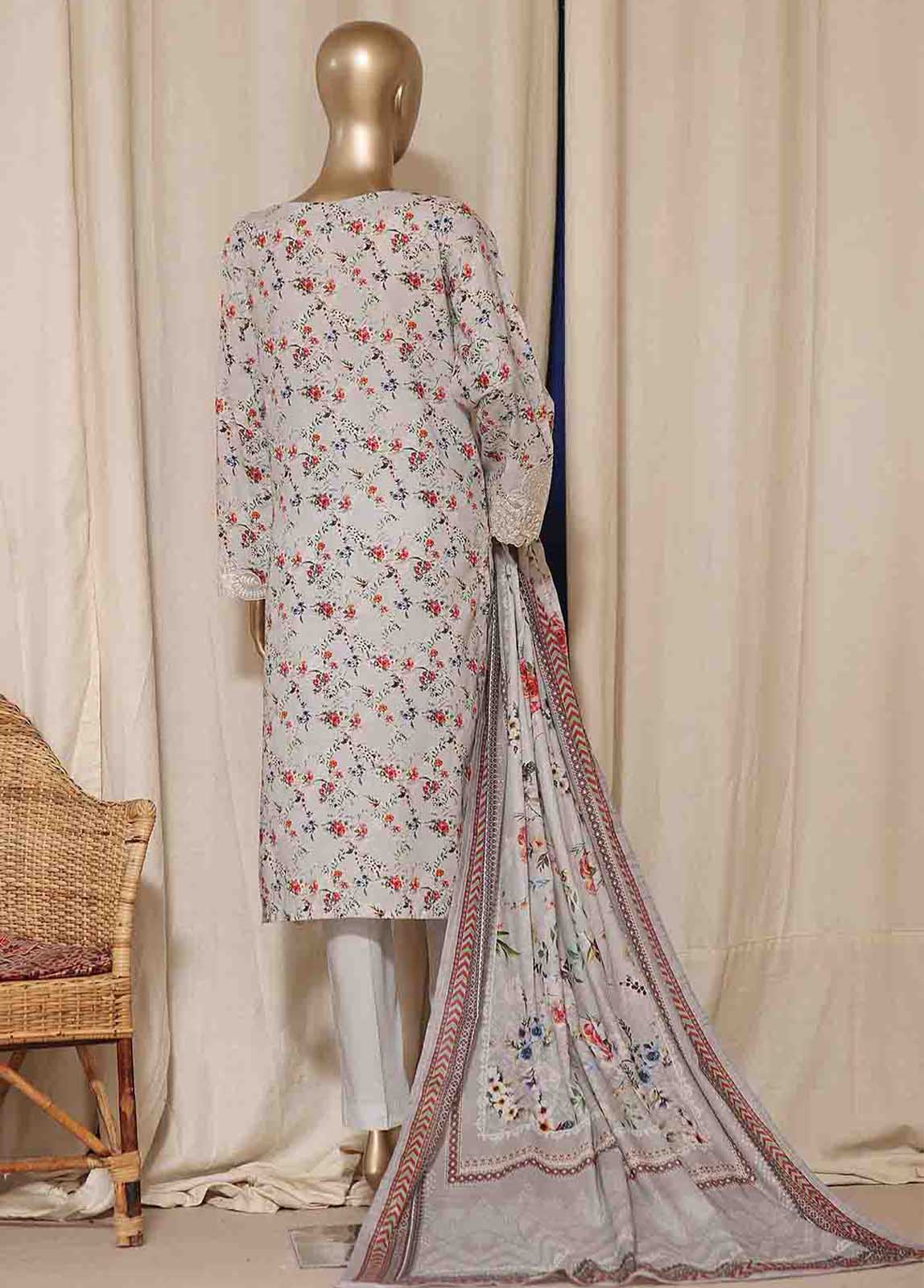SMLS-0506-CB- 3 Piece Embroidered Stitched Suit
