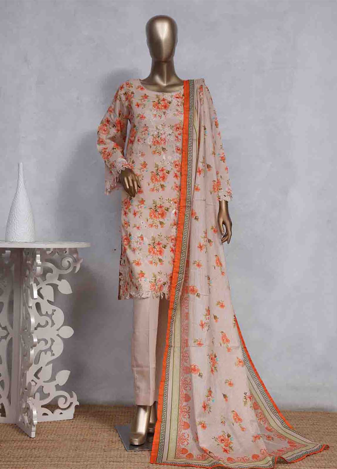 Bin Saeed Fabric - SMLS-0508-CB- 3 Piece Embroidered Stitched Suit