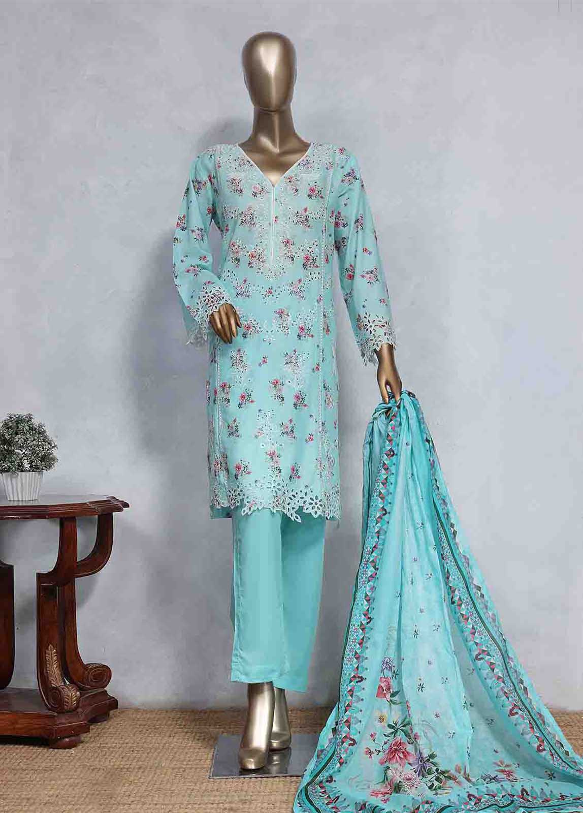 SMLS-0488-CB- 3 Piece Embroidered Stitched Suit