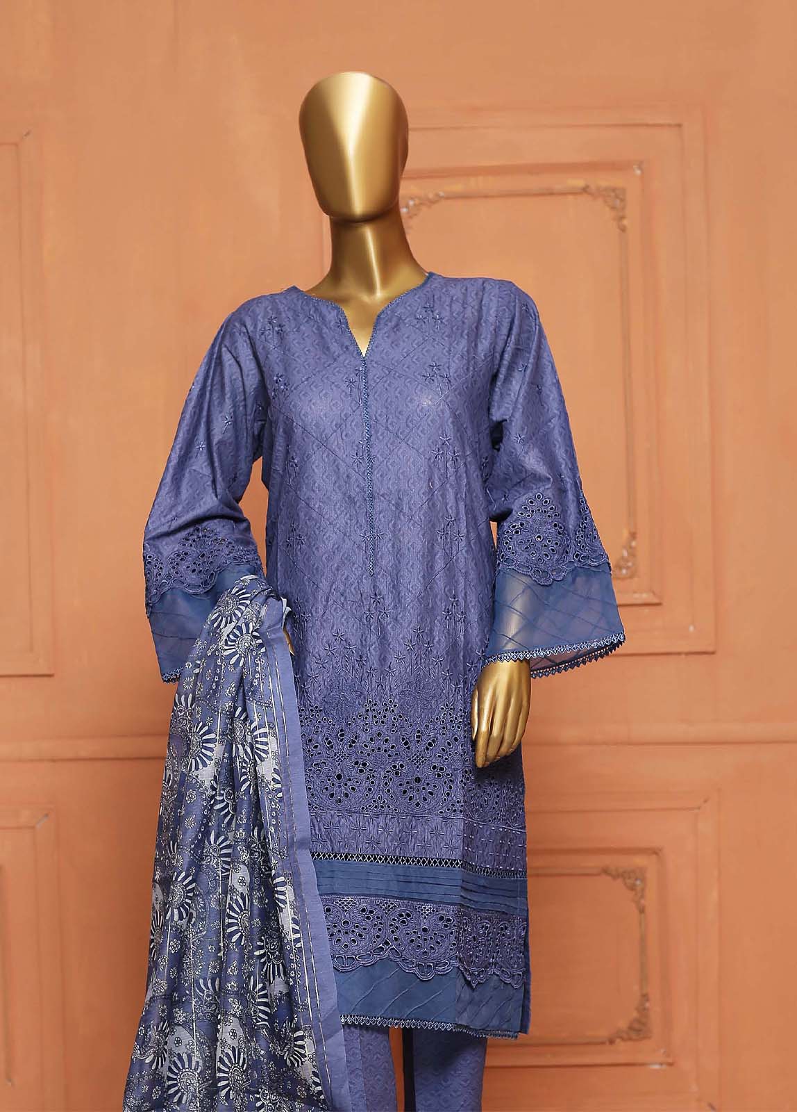 Bin Saeed Fabric - SMLS-34-TF- 3 Piece Chikankari Stitched Suit