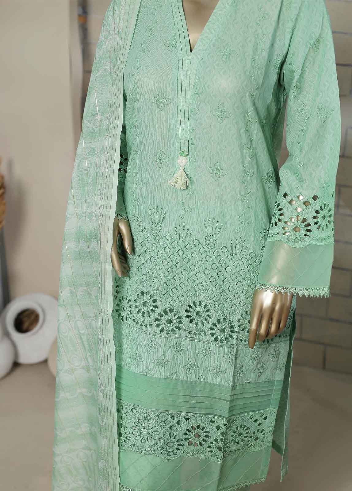 Bin Saeed Fabric - SMLS-40-TF- 3 Piece Chikankari Stitched Suit