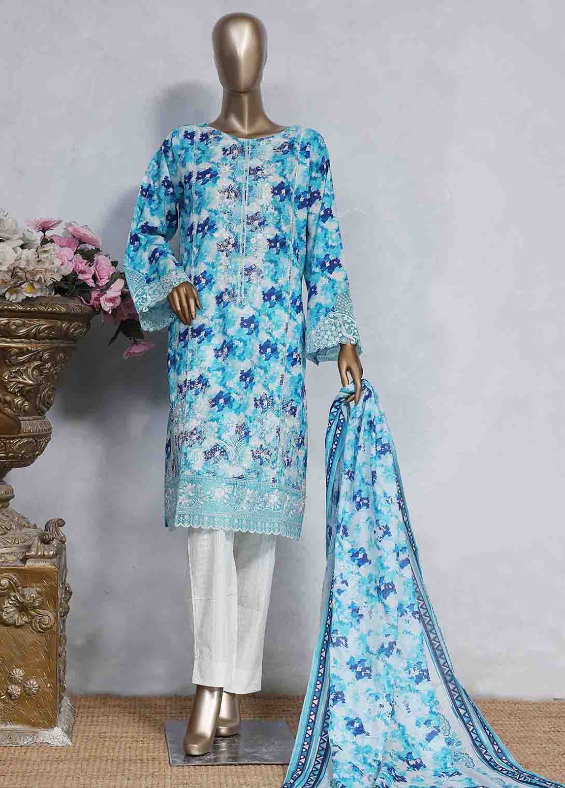 Bin Saeed Fabric - SMLS-487-CB- 3 Piece Embroidered Stitched Suit