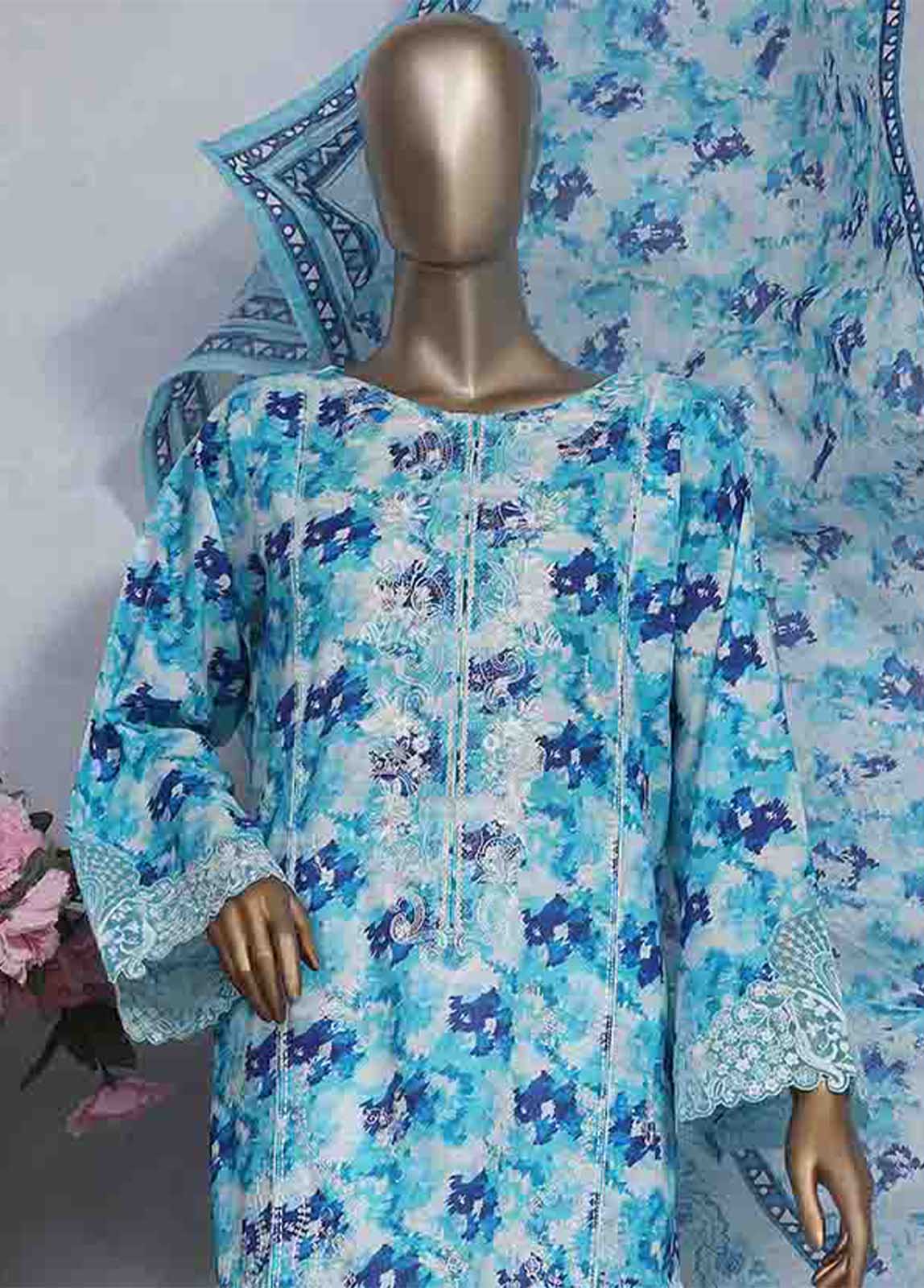 Bin Saeed Fabric - SMLS-487-CB- 3 Piece Embroidered Stitched Suit