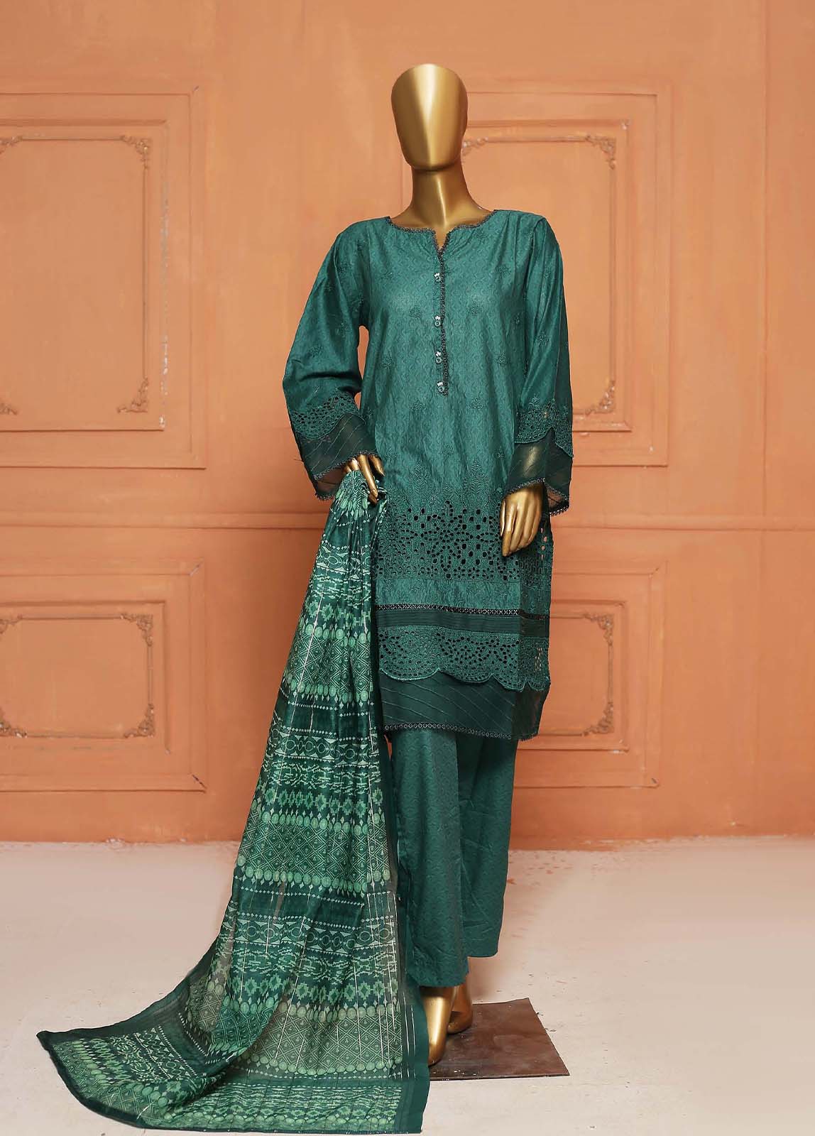 Bin Saeed Fabric - SMLS-49-TF- 3 Piece Chikankari Stitched Suit