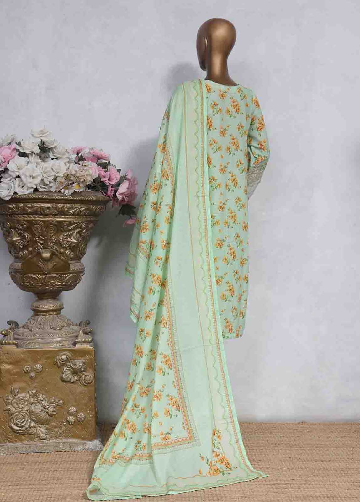 Bin Saeed Fabric - SMLS-498-CB- 3 Piece Embroidered Stitched Suit
