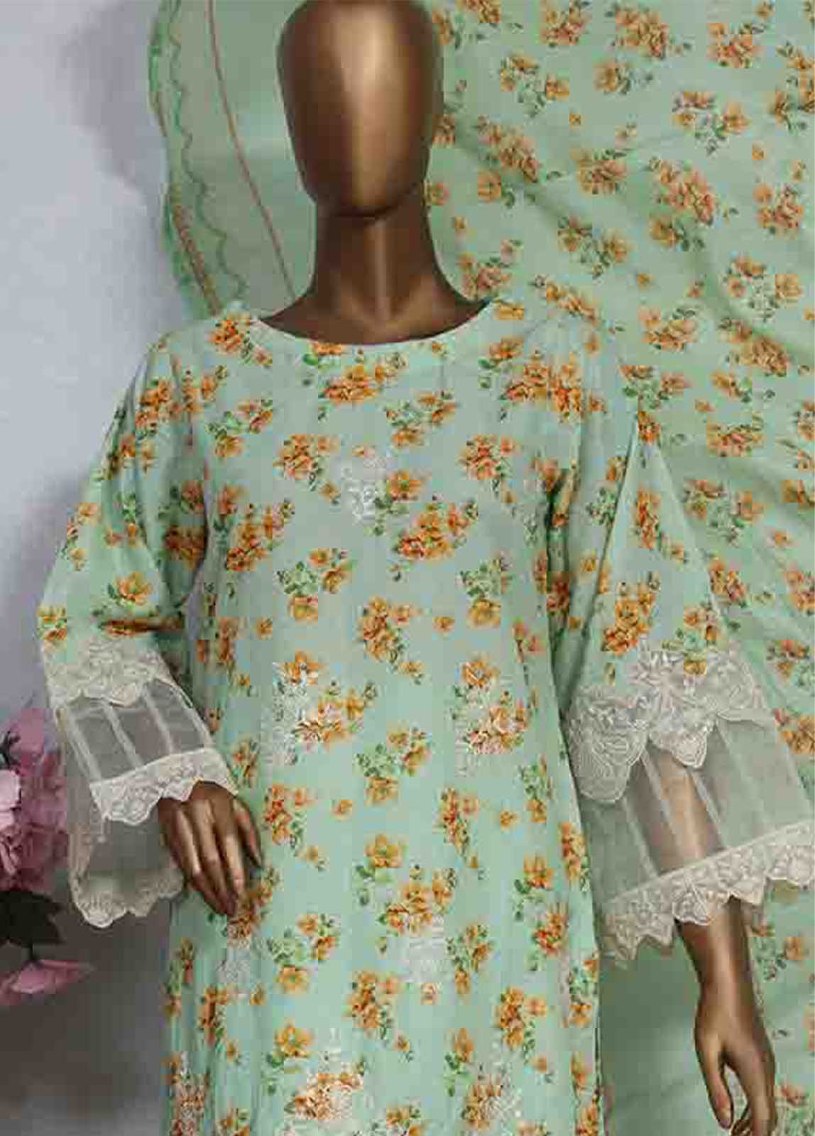 Bin Saeed Fabric - SMLS-498-CB- 3 Piece Embroidered Stitched Suit