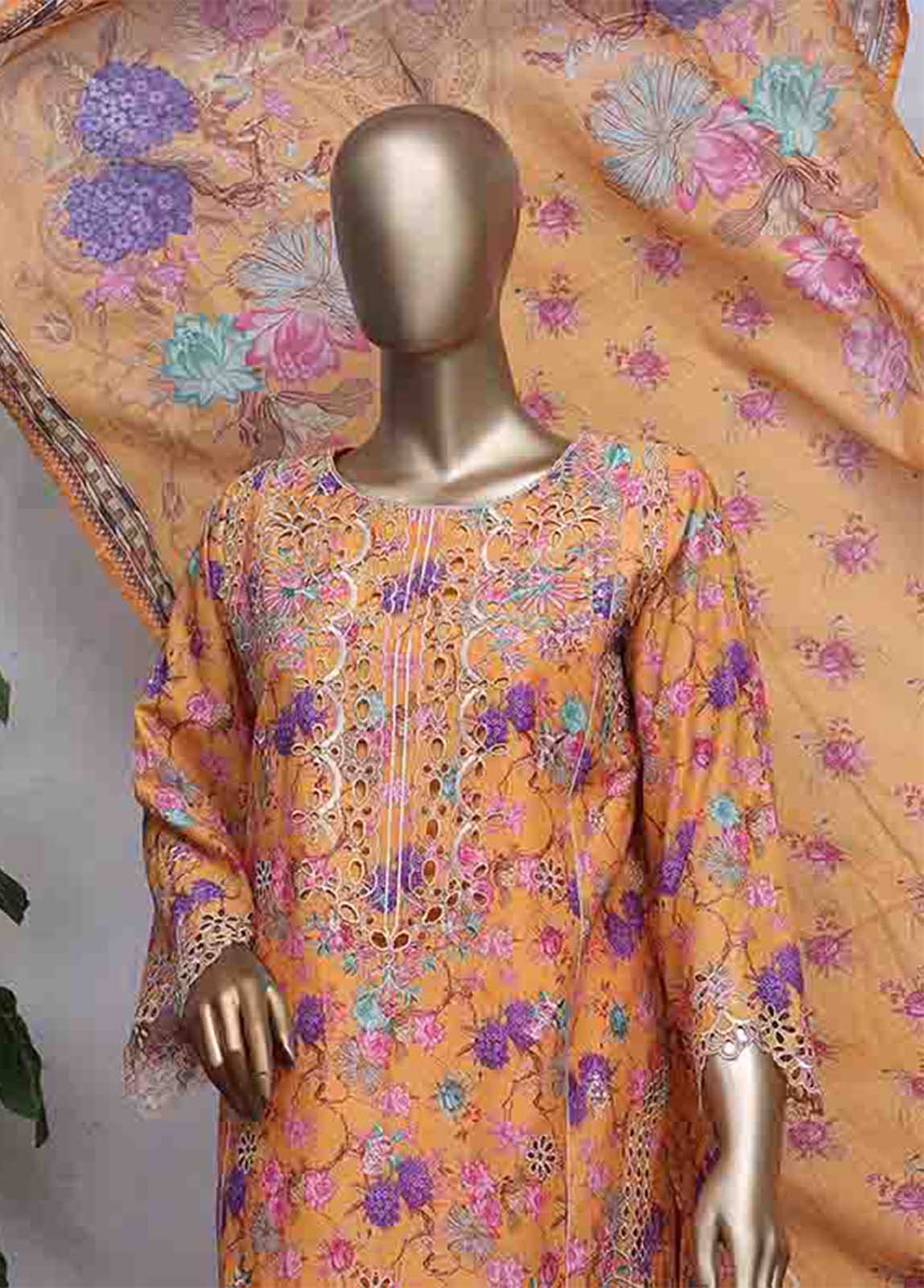 SMLS-500-CB- 3 Piece Embroidered Stitched Suit