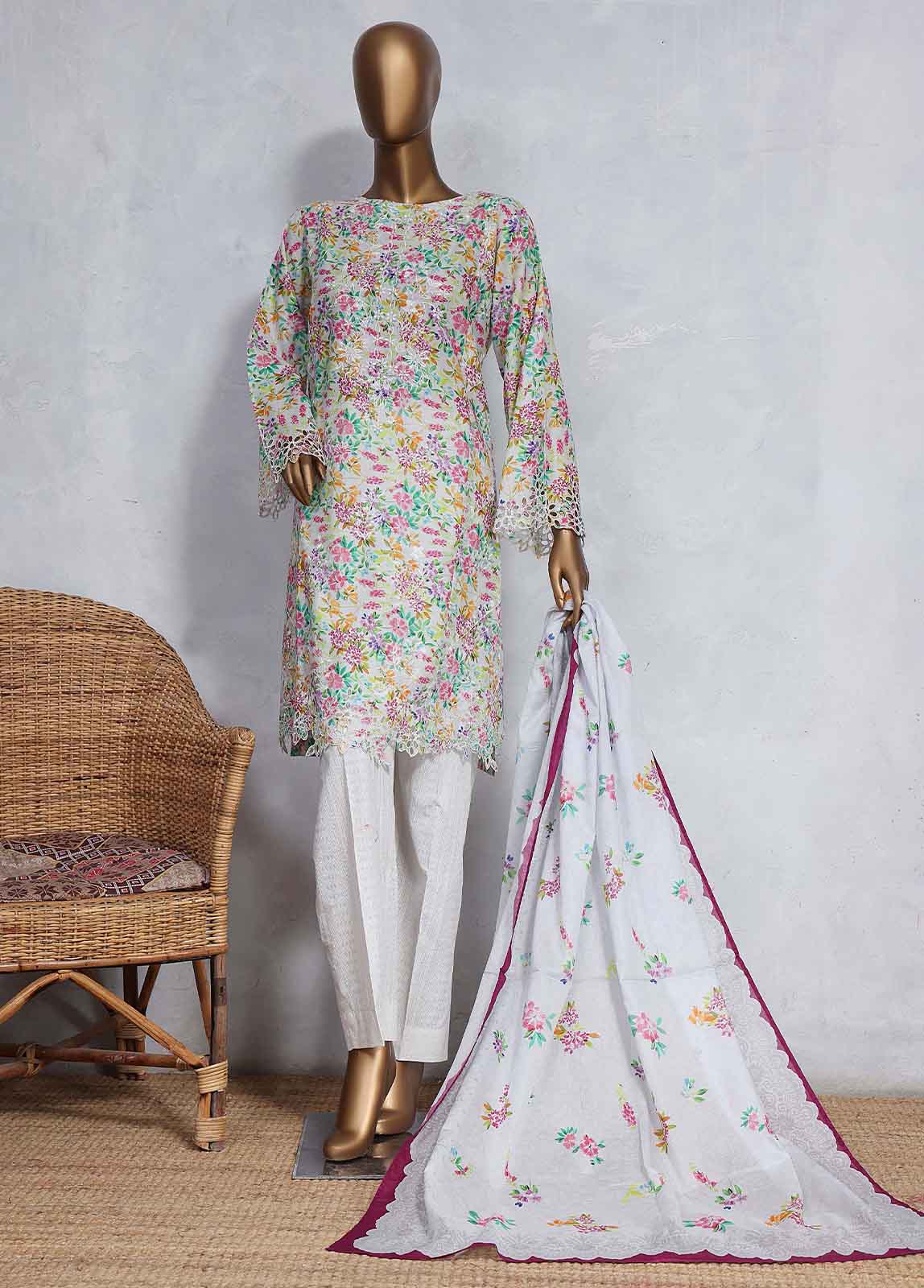 SMLS-501-CB- 3 Piece Embroidered Stitched Suit