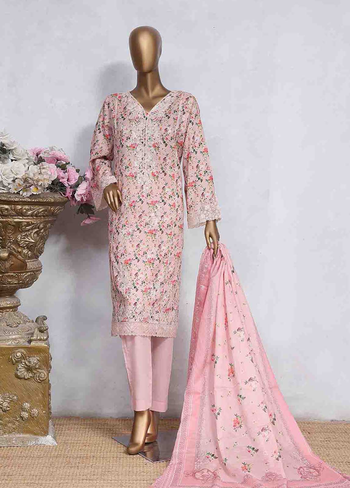 SMLS-502-CB- 3 Piece Embroidered Stitched Suit