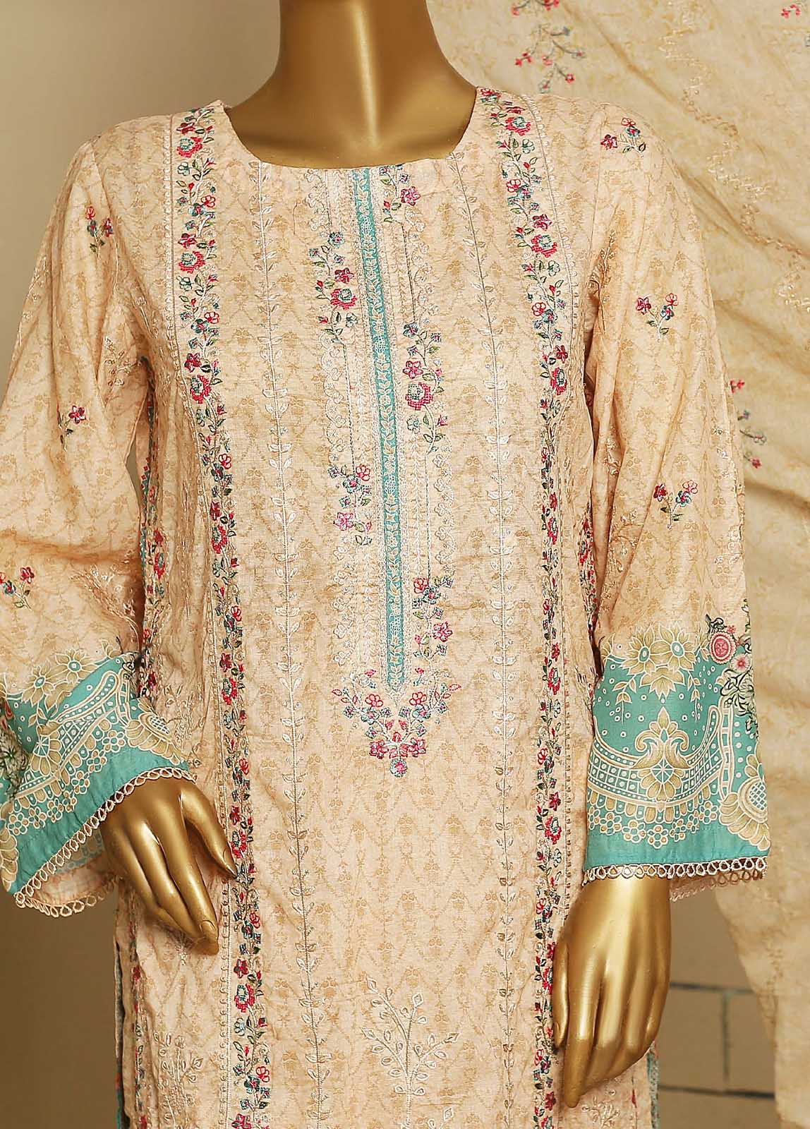 SMLS-71-ED- 3 Piece Embroidered Stitched Suit