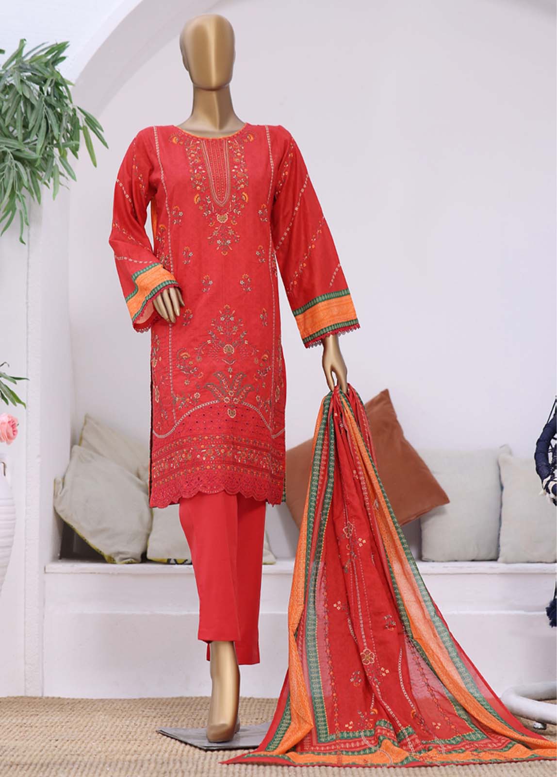 SMLS-75-ED- 3 Piece Embroidered Stitched Suit