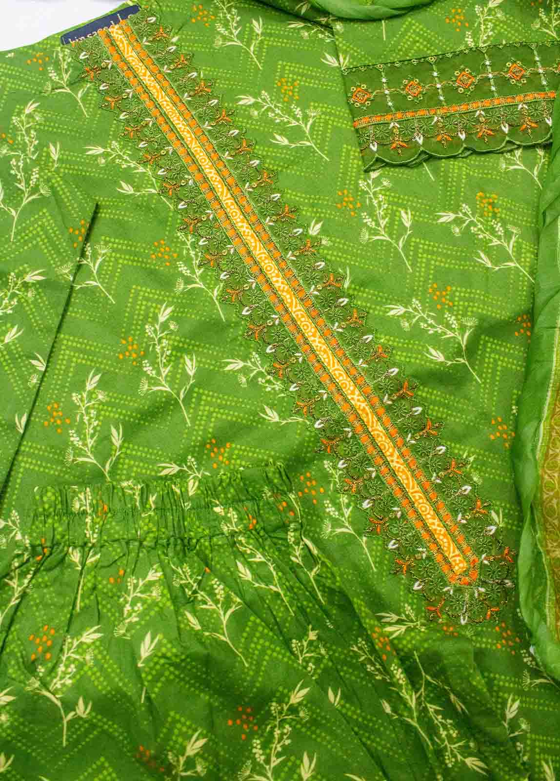 Bin Saeed Fabric - SMLSTF-010- 3 Piece Embroidered Stitched Suit