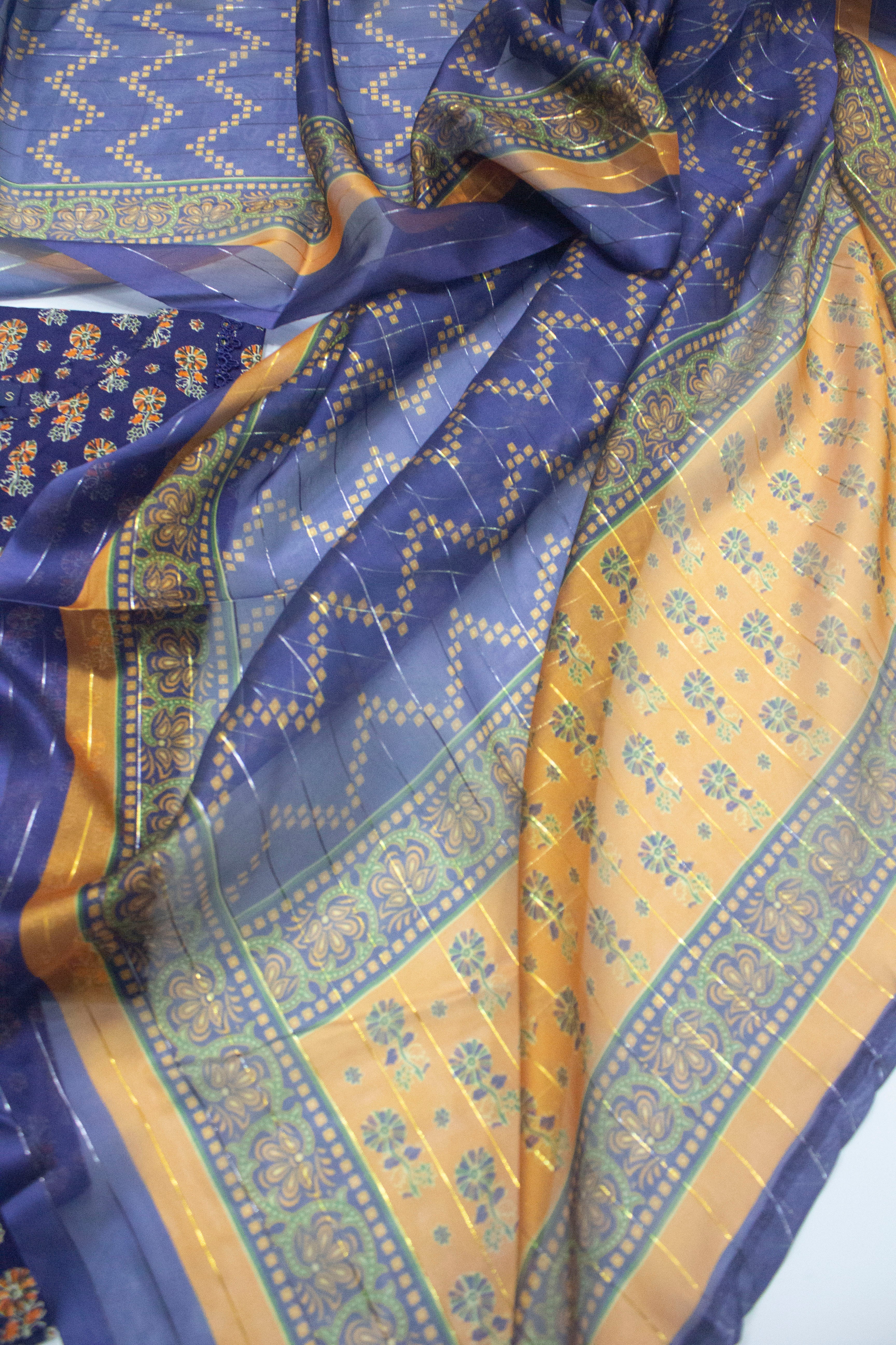 Bin Saeed Fabric - SMLSTF-015 - 3 Piece Printed Cotton Suit