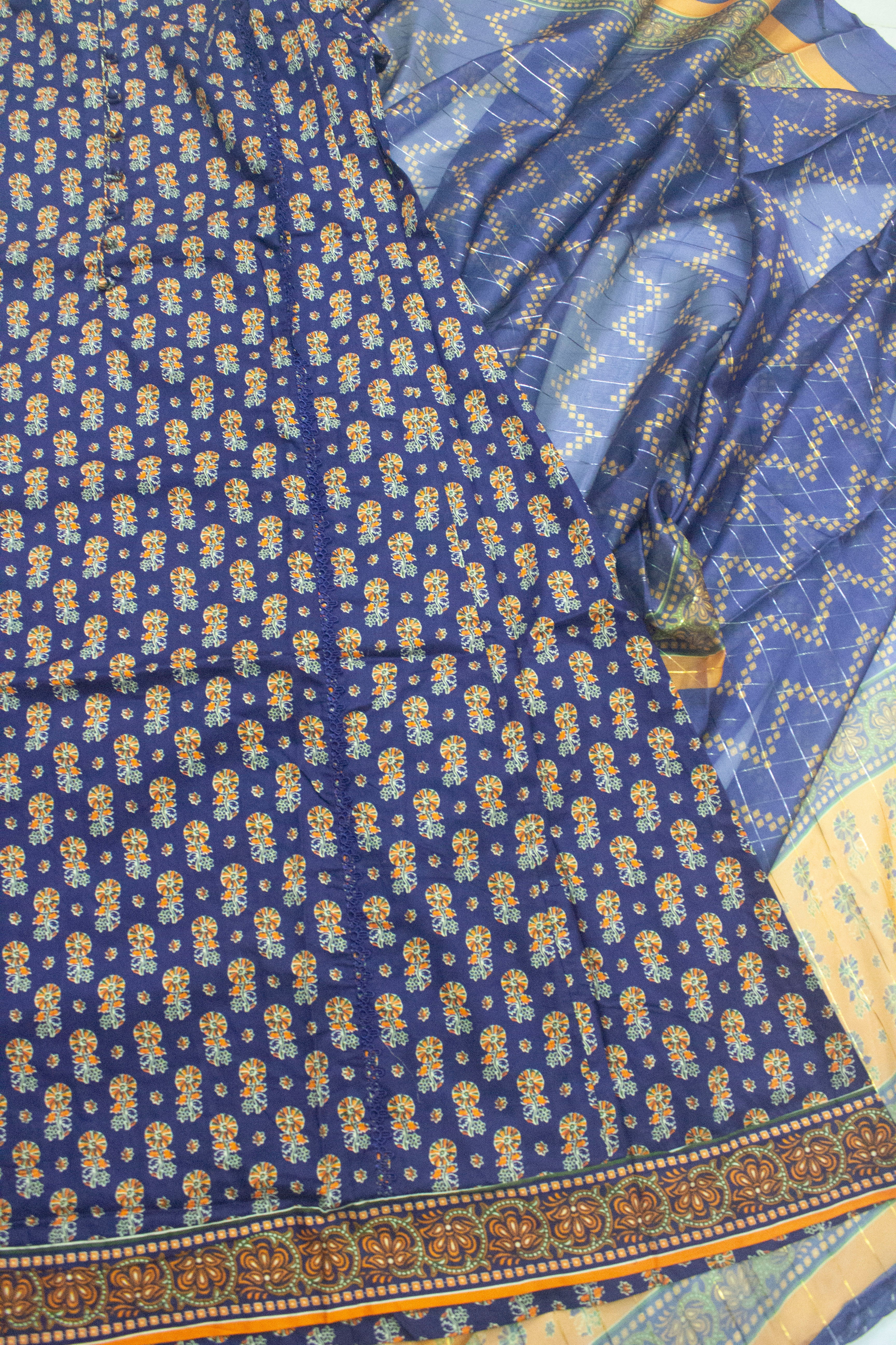 Bin Saeed Fabric - SMLSTF-015 - 3 Piece Printed Cotton Suit