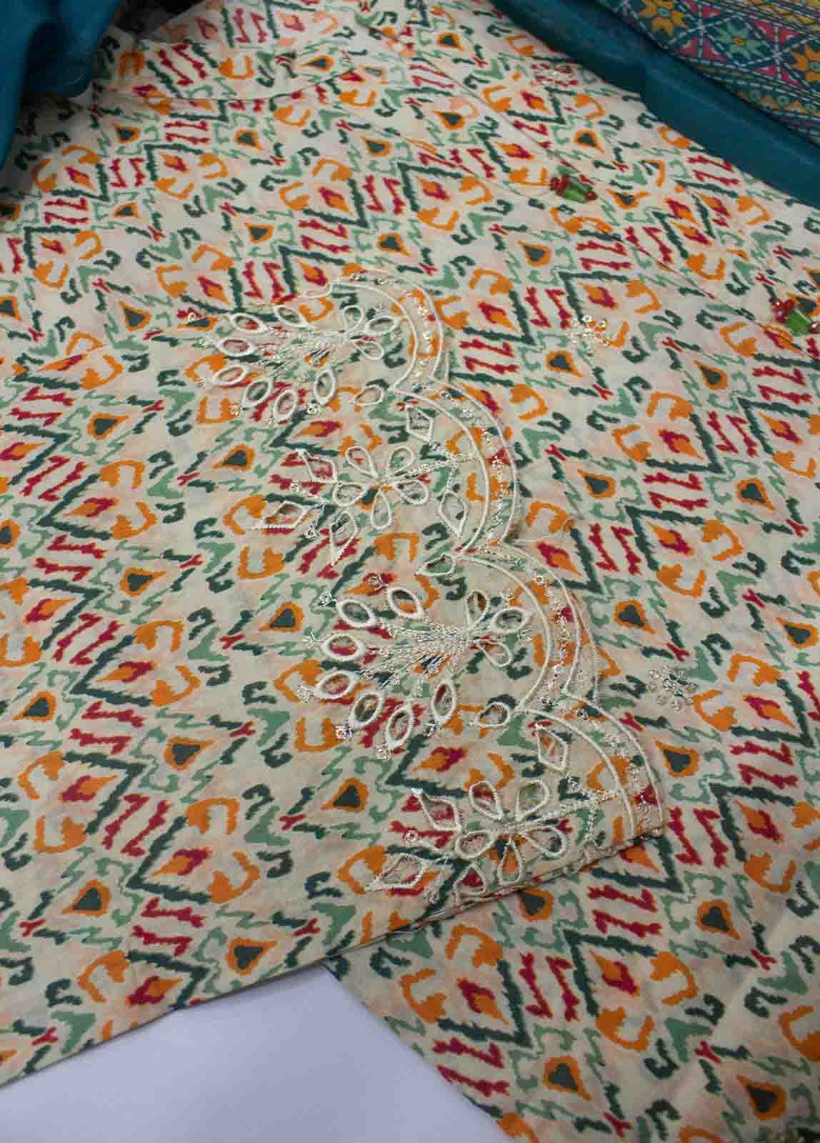 Bin Saeed Fabric - SMLSTF-021- 3 Piece Embroidered Stitched Suit