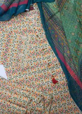 Bin Saeed Fabric - SMLSTF-021- 3 Piece Embroidered Stitched Suit