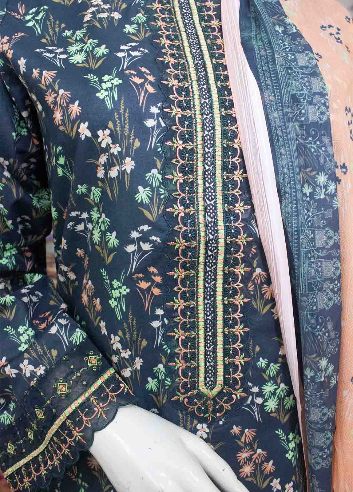 Bin Saeed Fabric - SMLSTF-023- 3 Piece Embroidered Stitched Suit