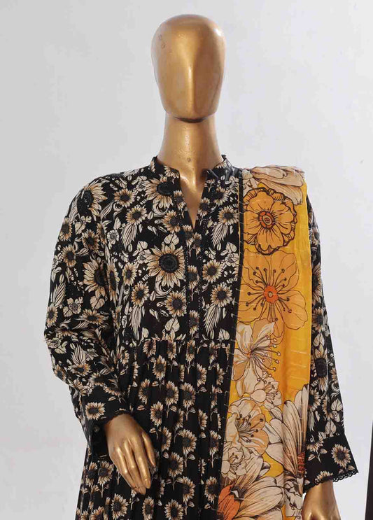 Bin Saeed Fabric - SMP-FR-0028-3 Piece Lawn Printed Frock Style Suit