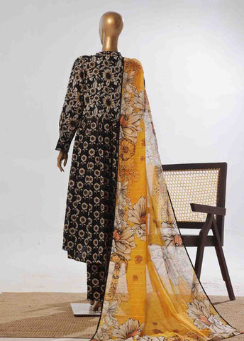Bin Saeed Fabric - SMP-FR-0028-3 Piece Lawn Printed Frock Style Suit