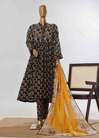 Bin Saeed Fabric - SMP-FR-0028-3 Piece Lawn Printed Frock Style Suit
