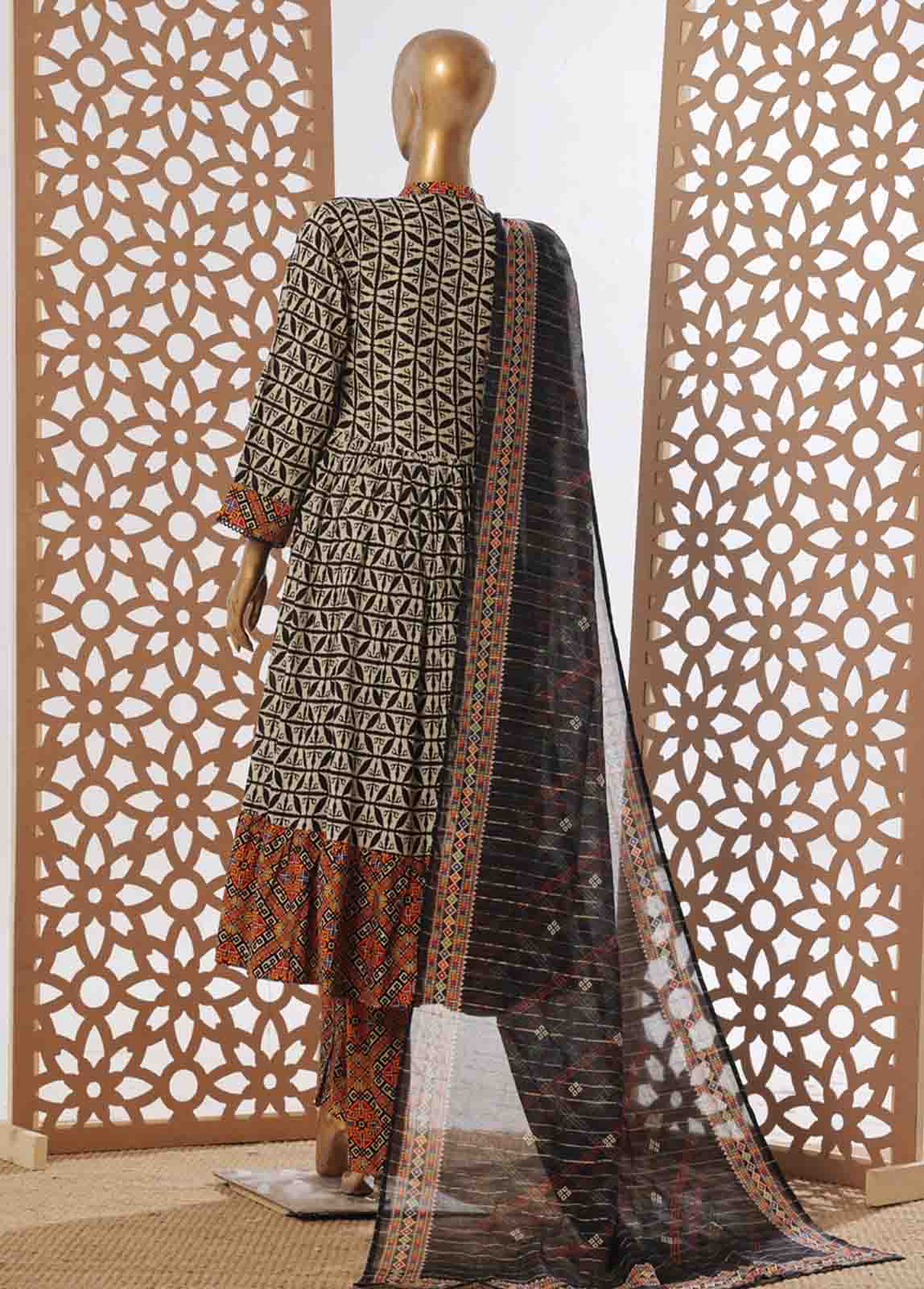 Bin Saeed Fabric - SMP-FR-0029-3 Piece Lawn Printed Frock Style Suit