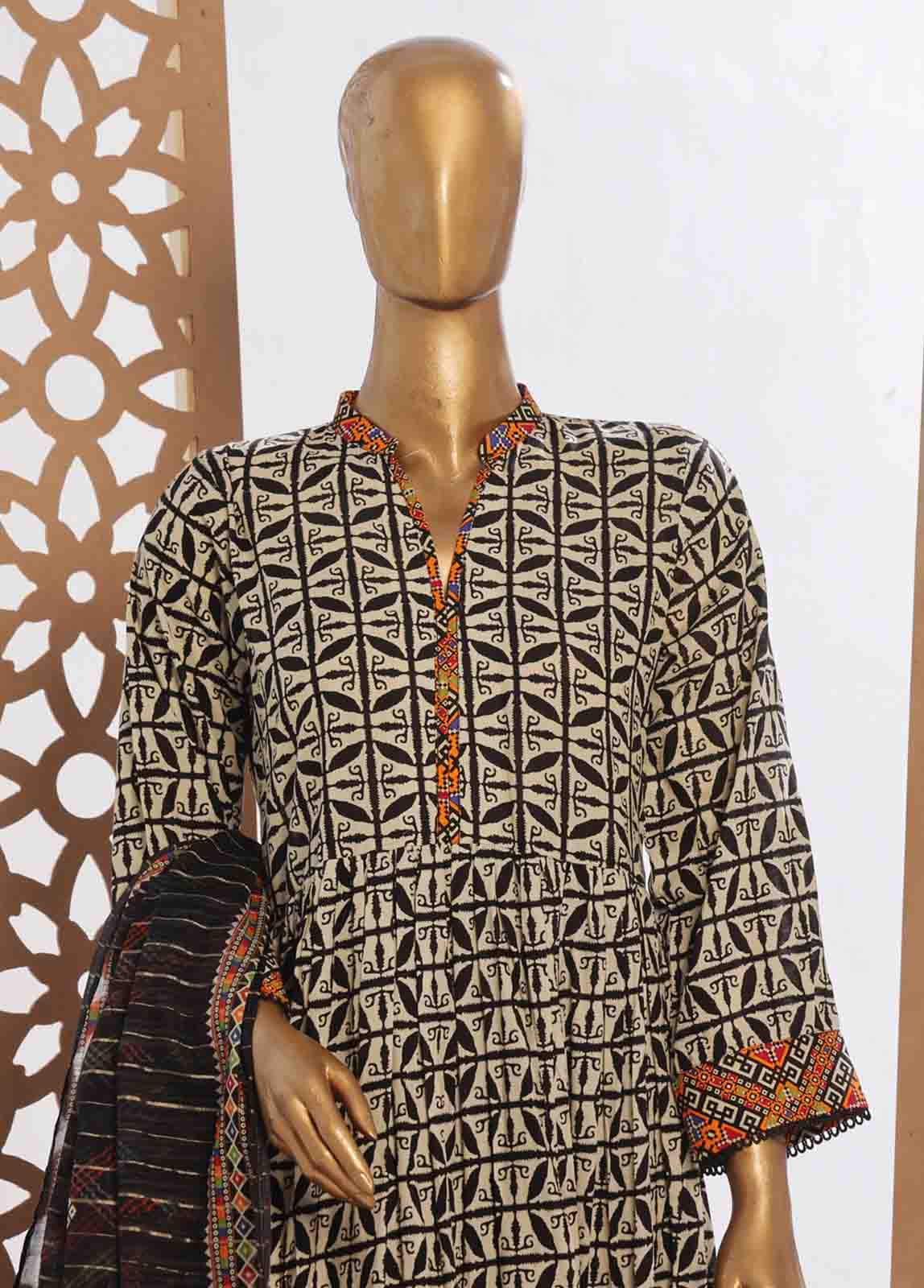 Bin Saeed Fabric - SMP-FR-0029-3 Piece Lawn Printed Frock Style Suit