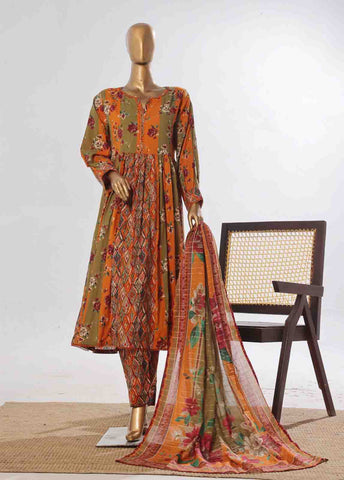 Bin Saeed Fabric - SMP-FR-0033-3 Piece Lawn Printed Frock Style Suit