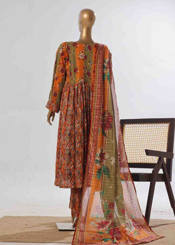 Bin Saeed Fabric - SMP-FR-0033-3 Piece Lawn Printed Frock Style Suit