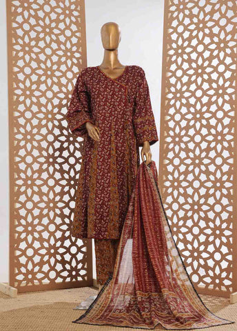 Bin Saeed Fabric - SMP-FR-0034-3 Piece Lawn Printed Frock Style Suit
