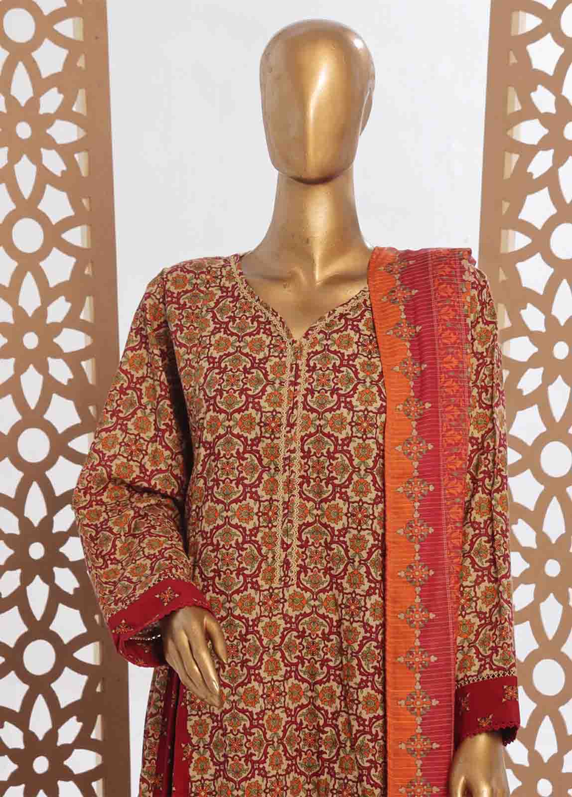 Bin Saeed Fabric - SMP-FR-0036-3 Piece Lawn Printed Frock Style Suit