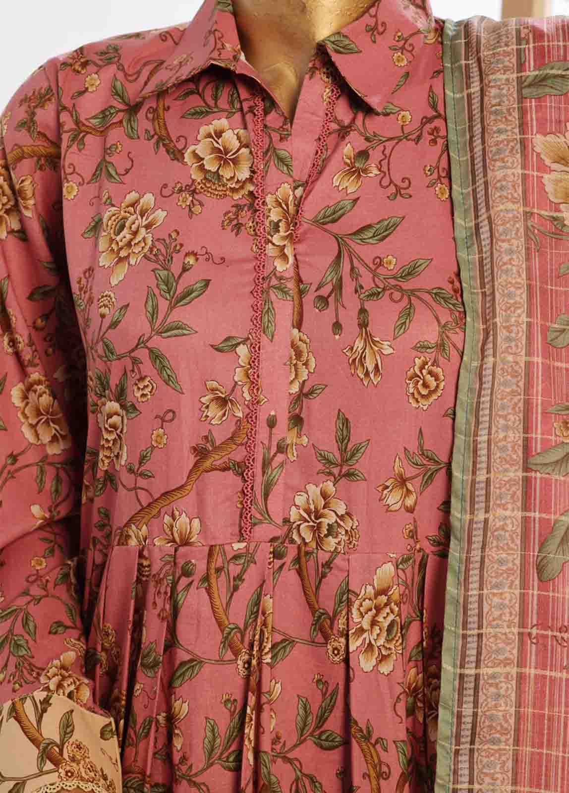 Bin Saeed Fabric - SMP-FR-0038-3 Piece Lawn Printed Frock Style Suit