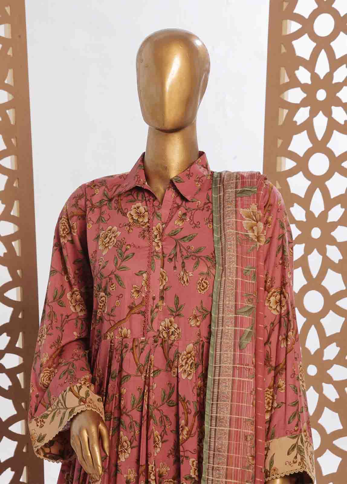 Bin Saeed Fabric - SMP-FR-0038-3 Piece Lawn Printed Frock Style Suit