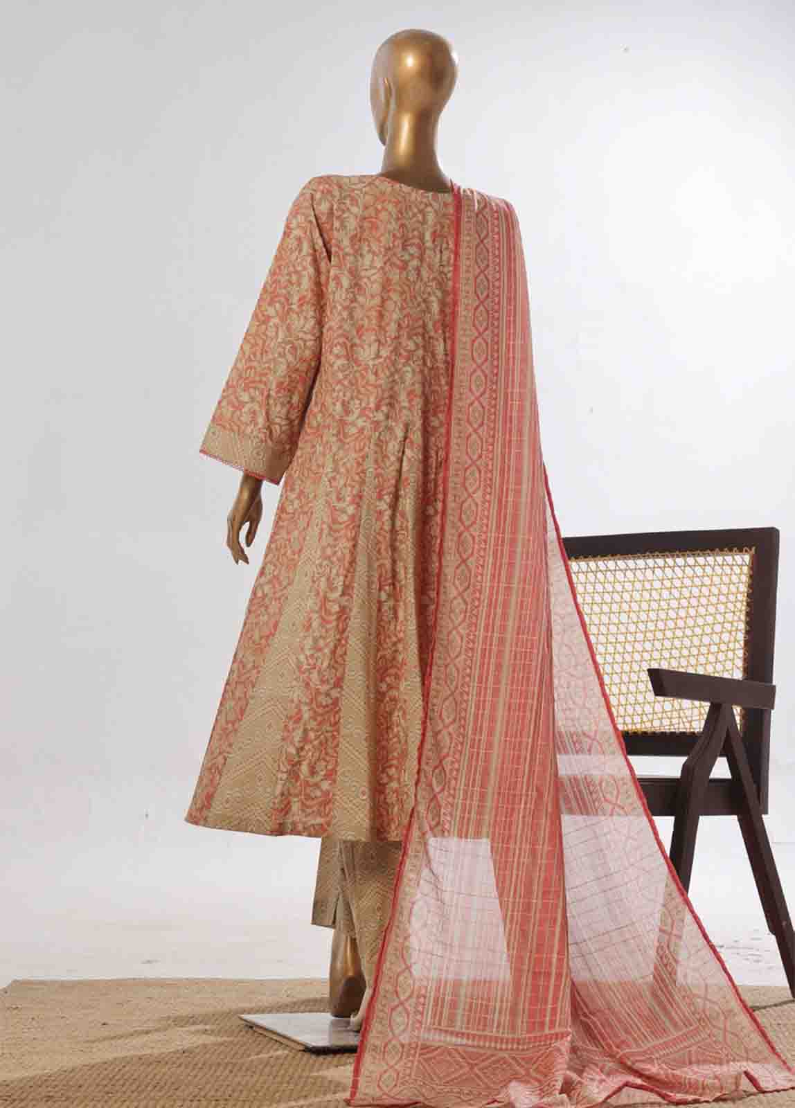 Bin Saeed Fabric - SMP-FR-0039-3 Piece Lawn Printed Frock Style Suit