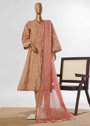 Bin Saeed Fabric - SMP-FR-0039-3 Piece Lawn Printed Frock Style Suit