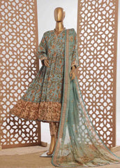 SMP-FR-0037-3 Piece Lawn Printed Frock Style Suit
