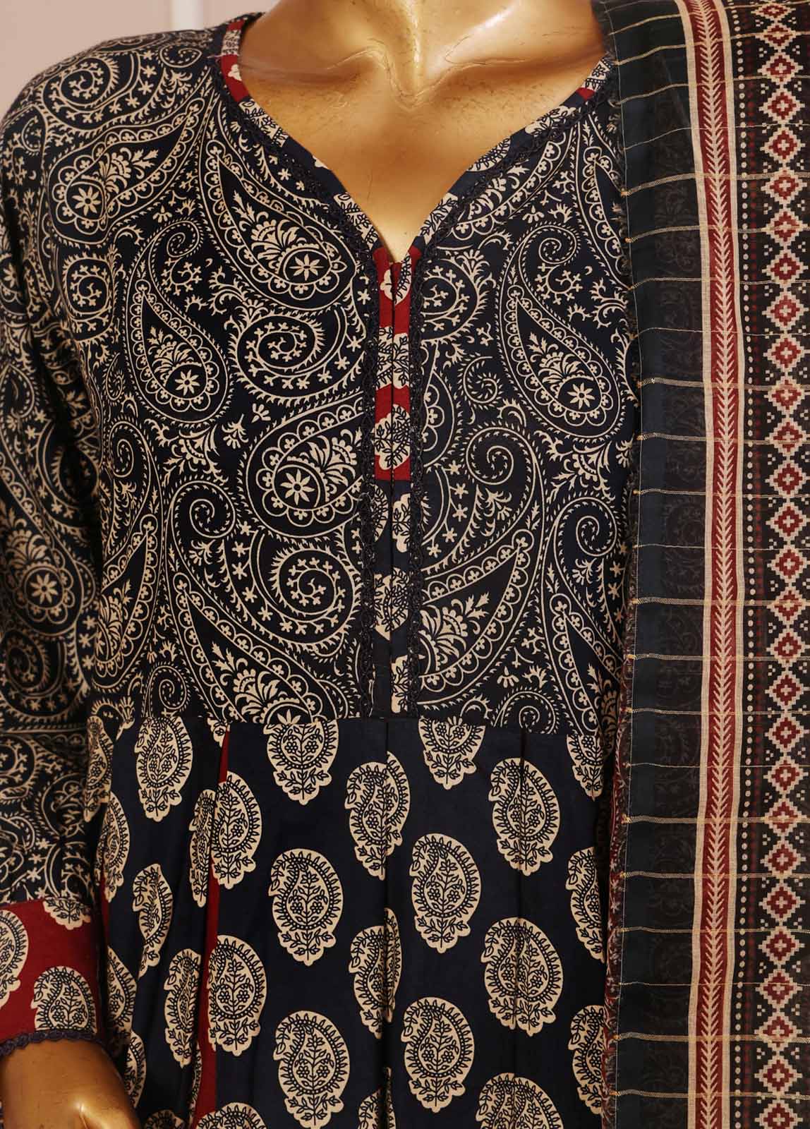 Bin Saeed Fabric - SMP-FR-025-3 Piece Lawn Printed Frock Style Suit