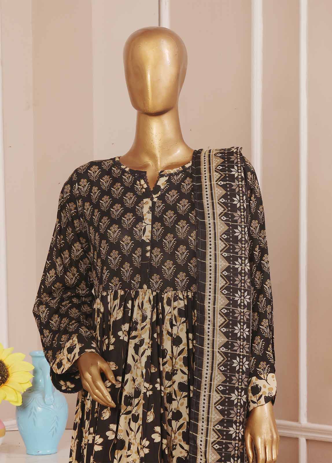 Bin Saeed Fabric - SMP-FR-026-3 Piece Lawn Printed Frock Style Suit